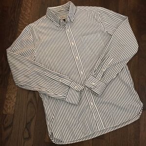J. Crew Striped Button Down - M Slim - Blue Green